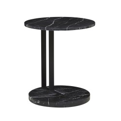 Amara Linear Side Table Black Marble 500D x H560mm  - Globewest